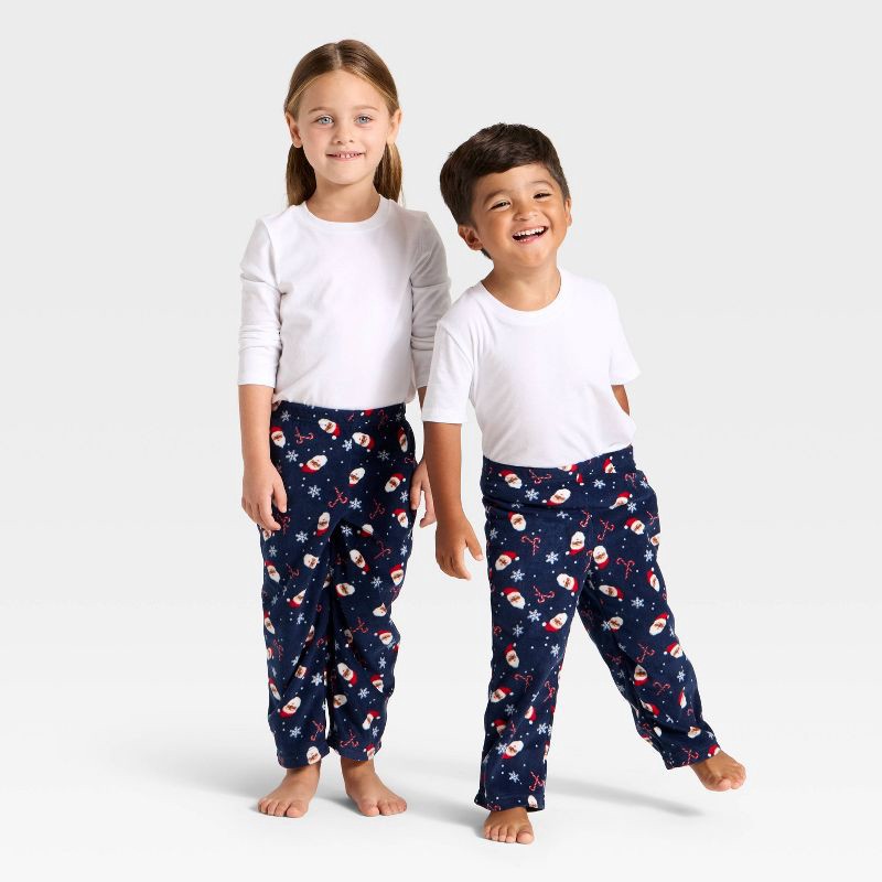 slide 1 of 3, Toddler Santa Print Microfleece Holiday Matching Family Pajama Pants - Wondershop™ Blue 2T, 1 ct