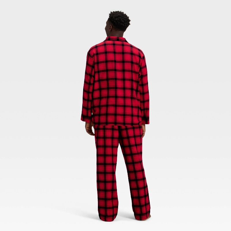 slide 2 of 4, Men's Plaid Flannel Long Sleeve Shirt and Pants Holiday Matching Family Pajama Set - Wondershop™ Red/Black L, 1 ct