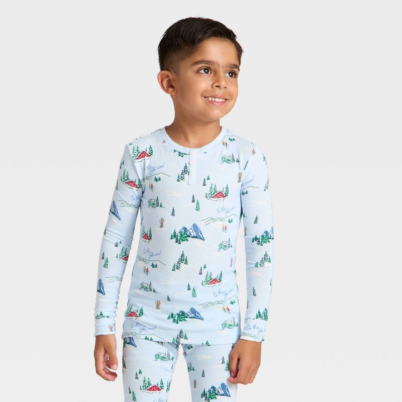 slide 3 of 5, Toddler "Tis the Ski-son!" Cozy Knit Long Sleeve Shirt and Pants Holiday Matching Family Pajama Set - Wondershop™ Blue 12M, 1 ct