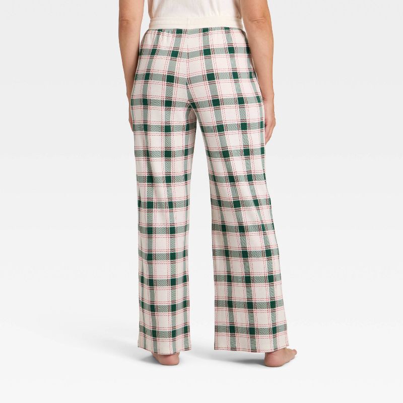 slide 2 of 4, Women's Plaid Ribbed Holiday Matching Family Pajama Pants - Wondershop™ Cream XXL, 1 ct