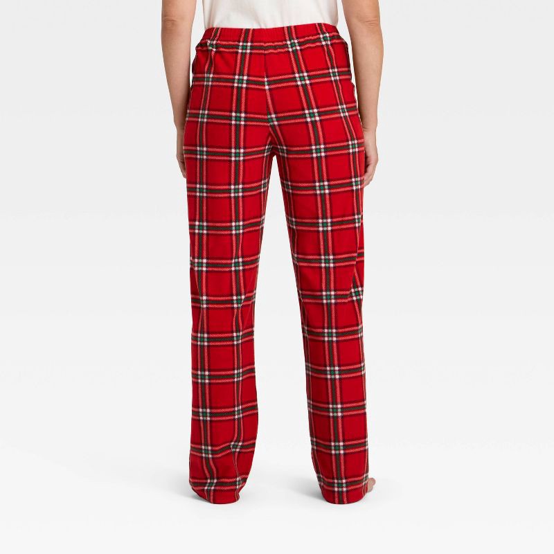slide 2 of 4, Women's Plaid Microfleece Holiday Matching Family Pajama Pants - Wondershop™ Red S, 1 ct