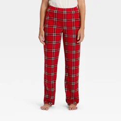 Women's Plaid Microfleece Holiday Matching Family Pajama Pants - Wondershop™ Red S