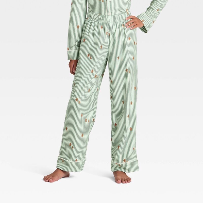 slide 4 of 5, Kids' Gingerbread Striped Long Sleeve Shirt and Pants Holiday Matching Family Pajama Set - Wondershop™ Cream L, 1 ct