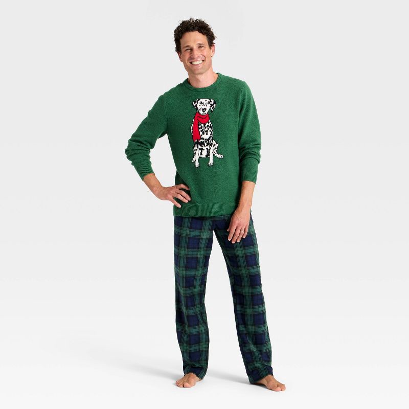 slide 3 of 4, Men's Plaid Microfleece Holiday Matching Family Pajama Pants - Wondershop™ Navy Blue XXL, 1 ct