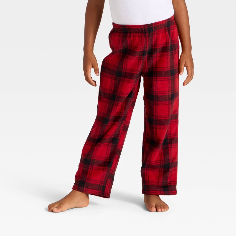 slide 2 of 4, Toddler Plaid Microfleece Holiday Matching Family Pajama Pants - Wondershop™ Red/Black 3T, 1 ct