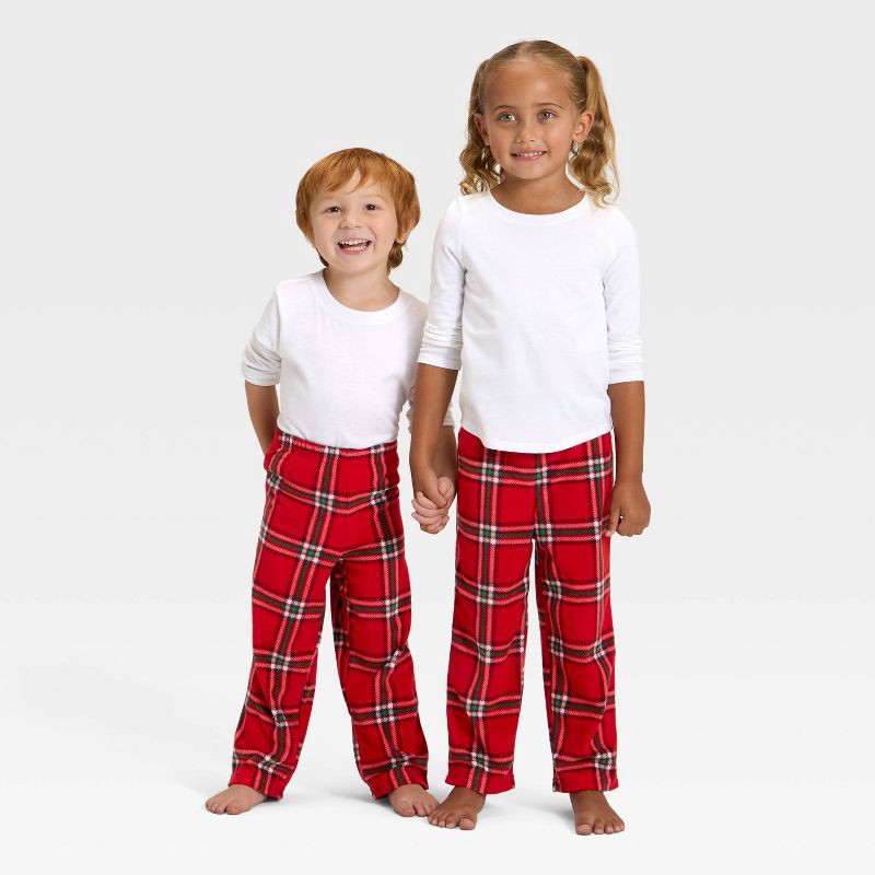 slide 1 of 4, Toddler Plaid Microfleece Holiday Matching Family Pajama Pants - Wondershop™ Red 18M, 1 ct
