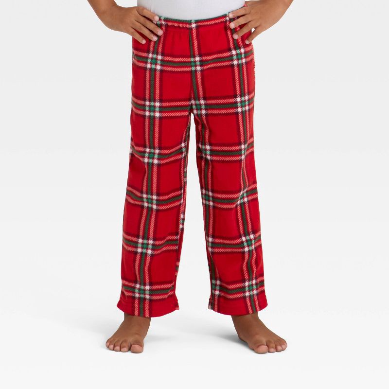 slide 2 of 4, Toddler Plaid Microfleece Holiday Matching Family Pajama Pants - Wondershop™ Red 3T, 1 ct