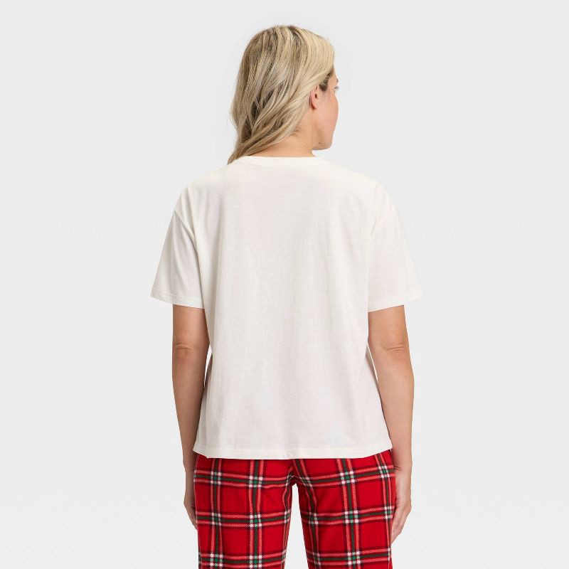 slide 2 of 4, Women's "Tis the Season" Short Sleeve Holiday Matching Family Pajama Shirt - Wondershop™ Cream XXL, 1 ct