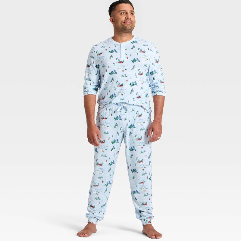 slide 3 of 4, Men's "Tis the Ski-son!" Cozy Knit Holiday Matching Family Pajama Pants - Wondershop™ Blue XL, 1 ct