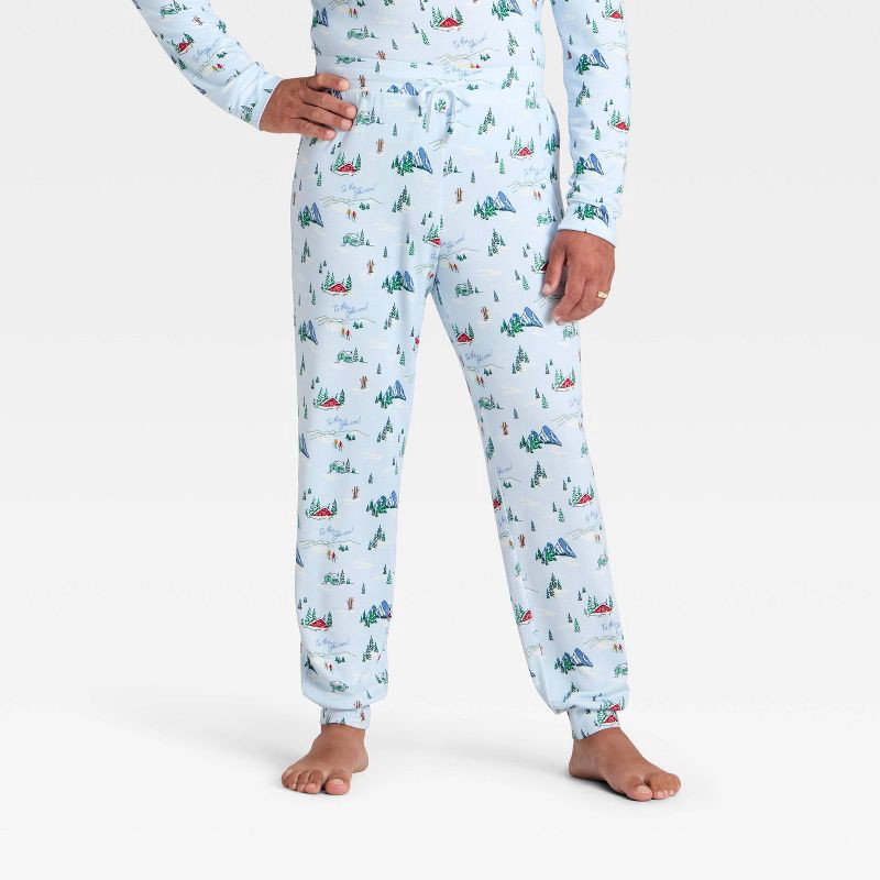 slide 1 of 4, Men's "Tis the Ski-son!" Cozy Knit Holiday Matching Family Pajama Pants - Wondershop™ Blue XL, 1 ct
