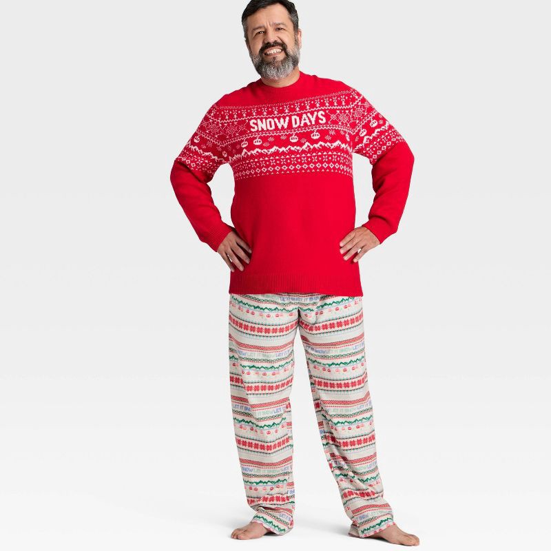 slide 3 of 4, Men's "Let it Snow" Fair Isle Microfleece Holiday Matching Family Pajama Pants - Wondershop™ Cream M, 1 ct