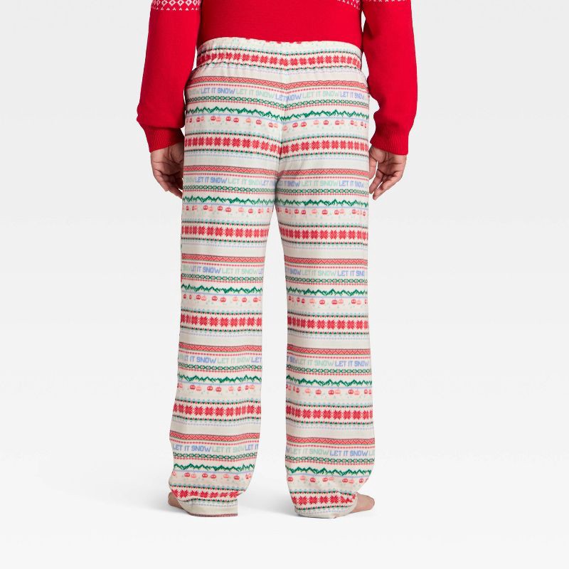 slide 2 of 4, Men's "Let it Snow" Fair Isle Microfleece Holiday Matching Family Pajama Pants - Wondershop™ Cream L, 1 ct