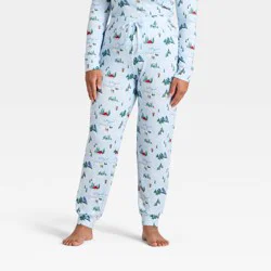 Women's "Tis the Ski-son!" Cozy Knit Holiday Matching Family Pajama Pants - Wondershop™ Blue XS