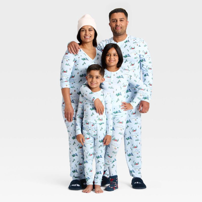slide 4 of 4, Women's "Tis the Ski-son!" Cozy Knit Holiday Matching Family Pajama Pants - Wondershop™ Blue XXL, 1 ct