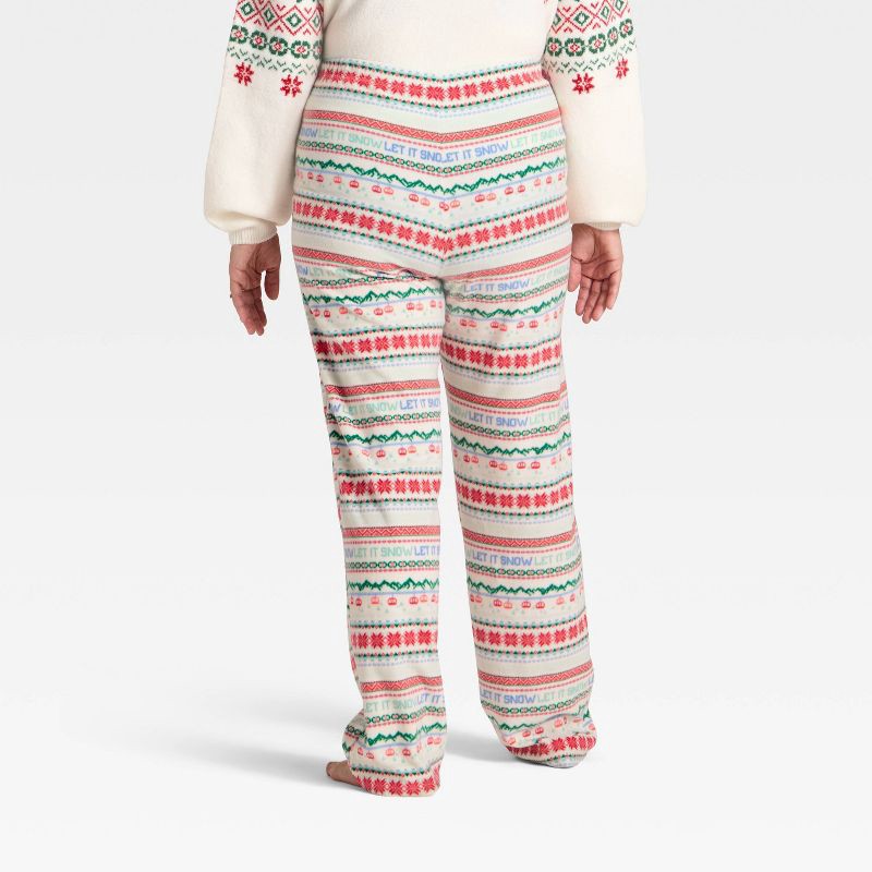 slide 2 of 4, Women's "Let it Snow" Fair Isle Microfleece Holiday Matching Family Pajama Pants - Wondershop™ Cream XS, 1 ct