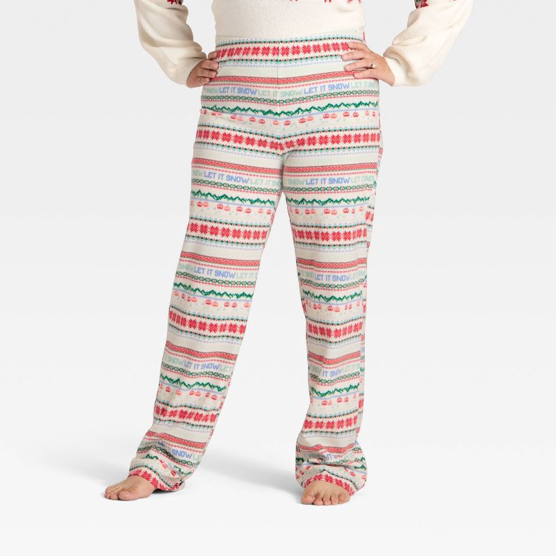 slide 1 of 4, Women's "Let it Snow" Fair Isle Microfleece Holiday Matching Family Pajama Pants - Wondershop™ Cream XS, 1 ct