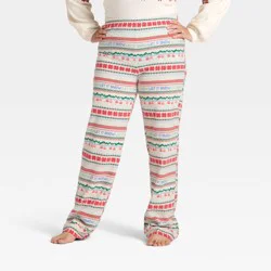 Women's "Let it Snow" Fair Isle Microfleece Holiday Matching Family Pajama Pants - Wondershop™ Cream S
