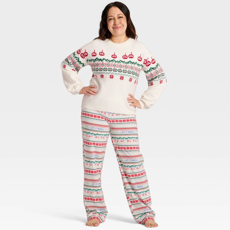 slide 3 of 4, Women's "Let it Snow" Fair Isle Microfleece Holiday Matching Family Pajama Pants - Wondershop™ Cream XXL, 1 ct