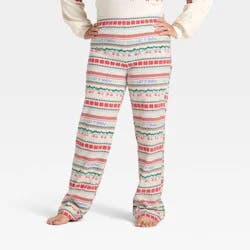 Women's "Let it Snow" Fair Isle Microfleece Holiday Matching Family Pajama Pants - Wondershop™ Cream XXL