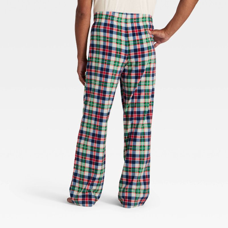 slide 2 of 4, Men's Plaid Microfleece Holiday Matching Family Pajama Pants - Wondershop™ Cream XXL, 1 ct