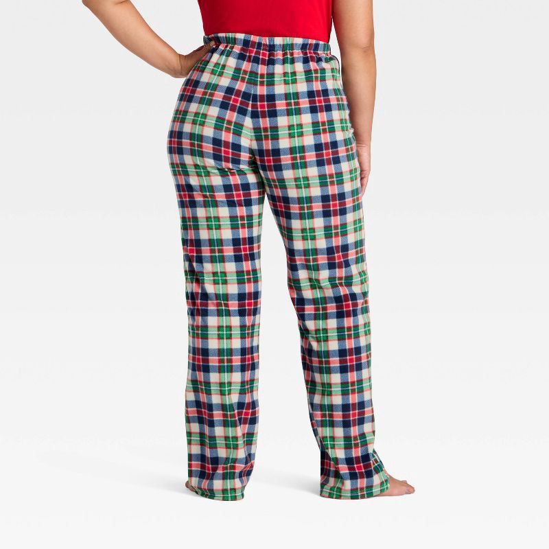 slide 2 of 4, Women's Plaid Microfleece Holiday Matching Family Pajama Pants - Wondershop™ Cream L, 1 ct