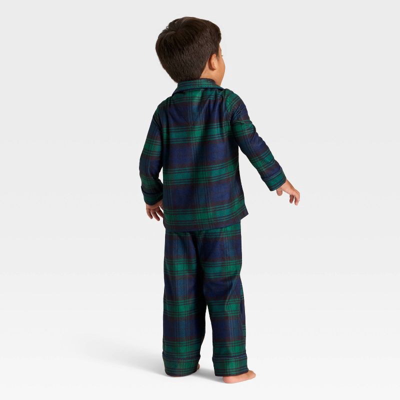slide 2 of 5, Toddler Plaid Long Sleeve Shirt and Pants Holiday Matching Family Pajama Set - Wondershop™ Navy Blue 3T, 1 ct