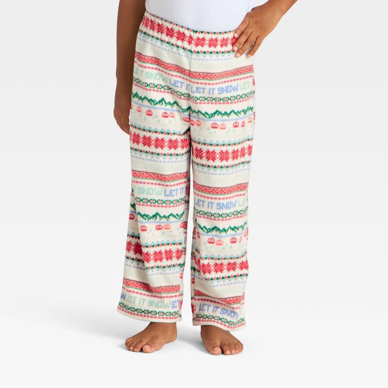 slide 2 of 4, Toddler "Let it Snow" Fair Isle Microfleece Holiday Matching Family Pajama Pants - Wondershop™ Cream 2T, 1 ct