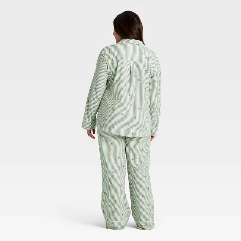 slide 2 of 4, Women's Gingerbread Striped Flannel Long Sleeve Shirt and Pants Holiday Matching Family Pajama Set - Wondershop™ Cream XL, 1 ct