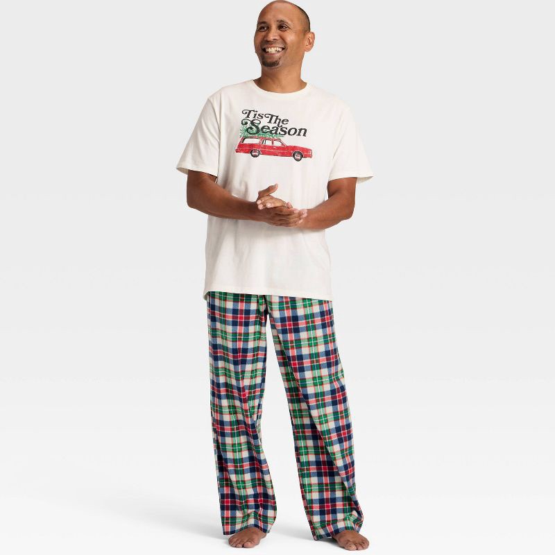 slide 3 of 4, Men's "Tis the Season" Short Sleeve Holiday Matching Family Pajama Shirt - Wondershop™ Cream M, 1 ct