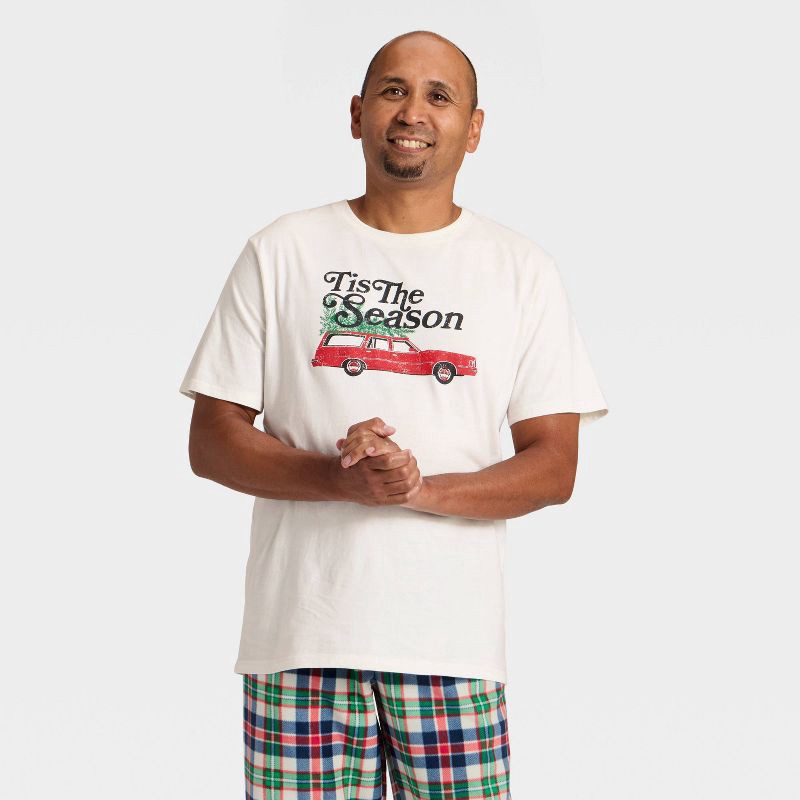 slide 1 of 4, Men's "Tis the Season" Short Sleeve Holiday Matching Family Pajama Shirt - Wondershop™ Cream M, 1 ct