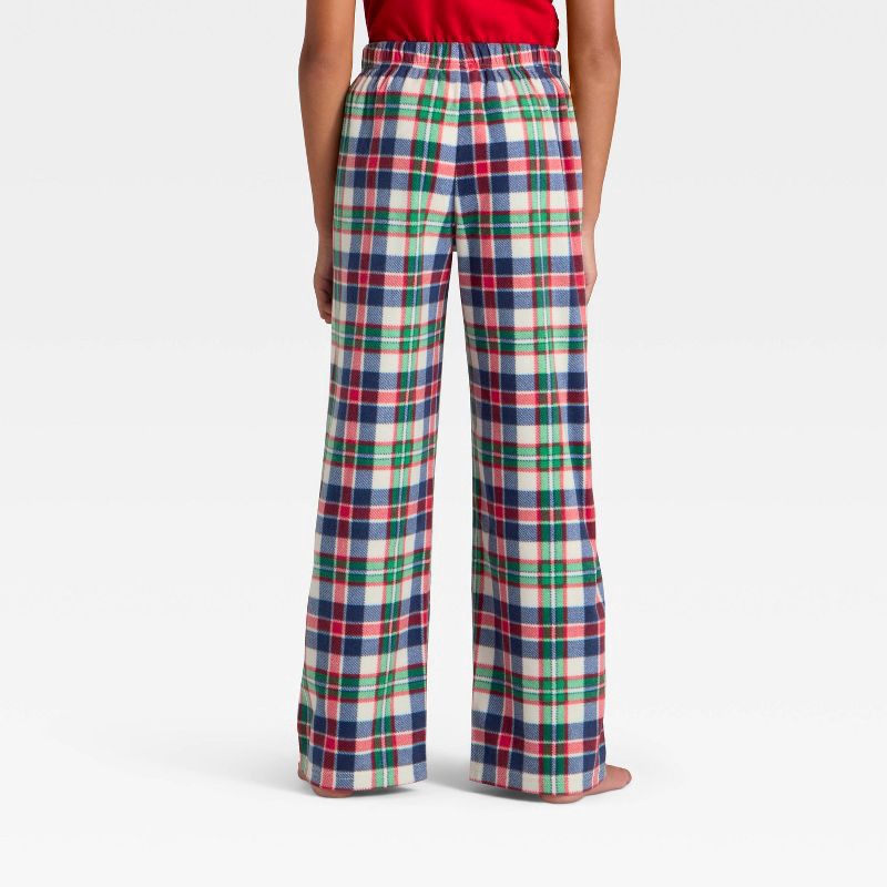 slide 3 of 4, Kids' Plaid Microfleece Holiday Matching Family Pajama Pants - Wondershop™ Cream XL, 1 ct