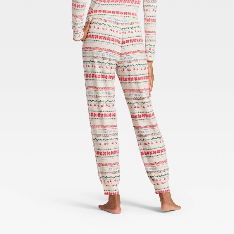 slide 2 of 4, Women's "Let it Snow" Fair Isle Cozy Knit Holiday Matching Family Pajama Pants - Wondershop™ Cream XL, 1 ct
