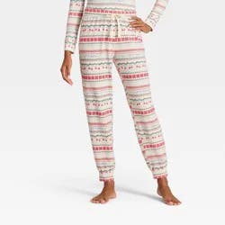 Women's "Let it Snow" Fair Isle Cozy Knit Holiday Matching Family Pajama Pants - Wondershop™ Cream XL