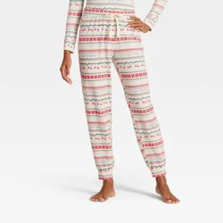 Women's "Let it Snow" Fair Isle Cozy Knit Holiday Matching Family Pajama Pants - Wondershop™ Cream XXL
