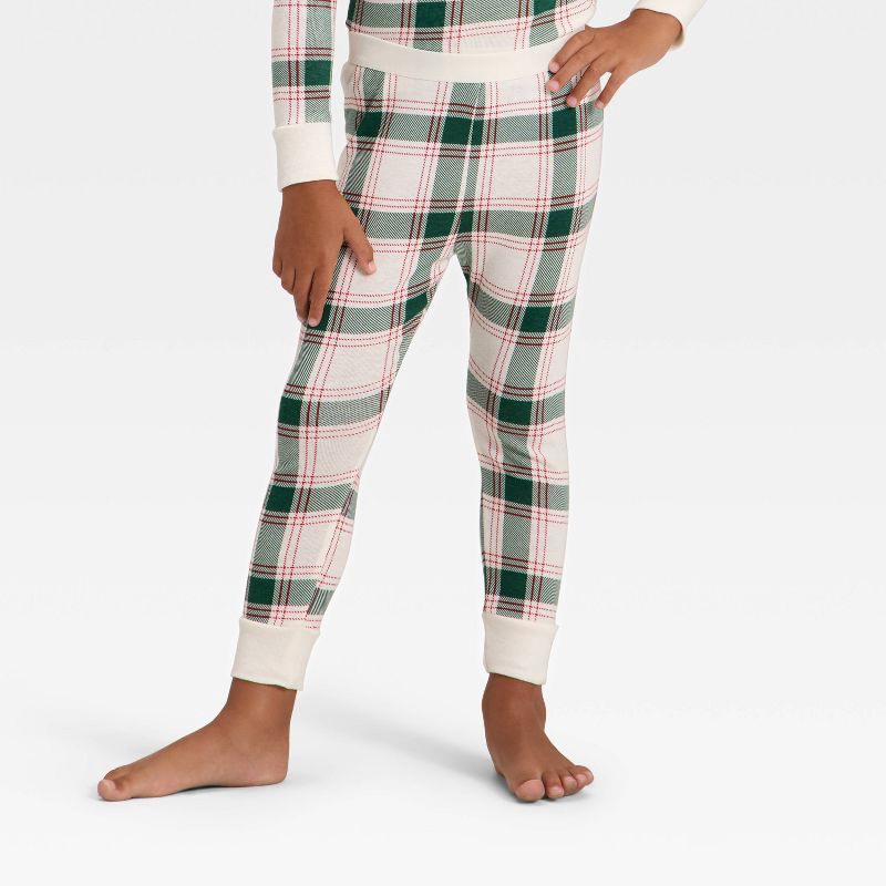 slide 4 of 5, Toddler Plaid Ribbed Long Sleeve Shirt and Pants Holiday Matching Family Pajama Set - Wondershop™ Cream 18M, 1 ct