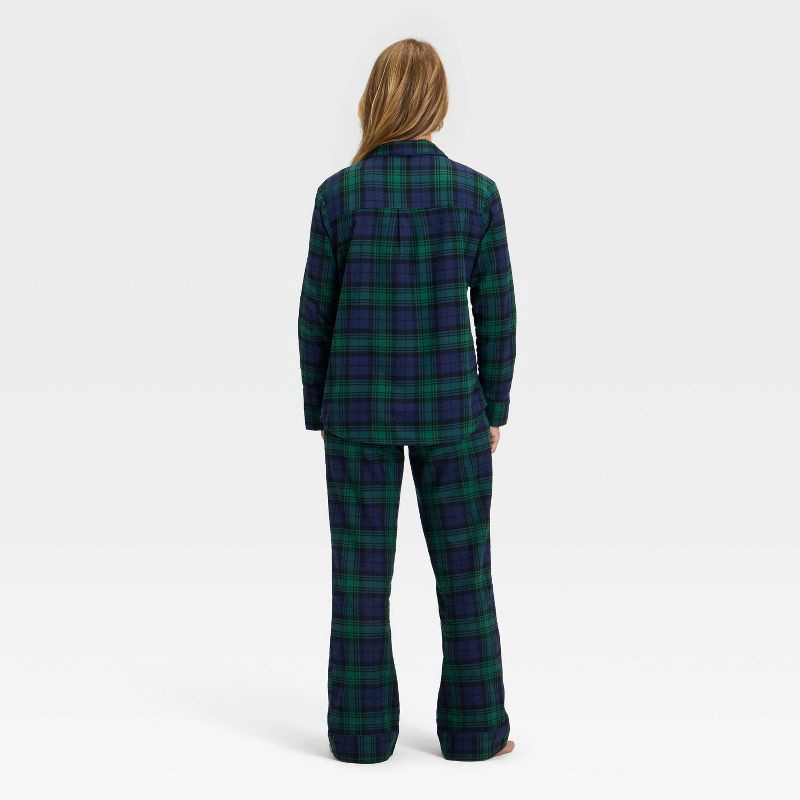 slide 2 of 4, Women's Plaid Flannel Long Sleeve Shirt and Pants Holiday Matching Family Pajama Set - Wondershop™ Navy Blue S, 1 ct