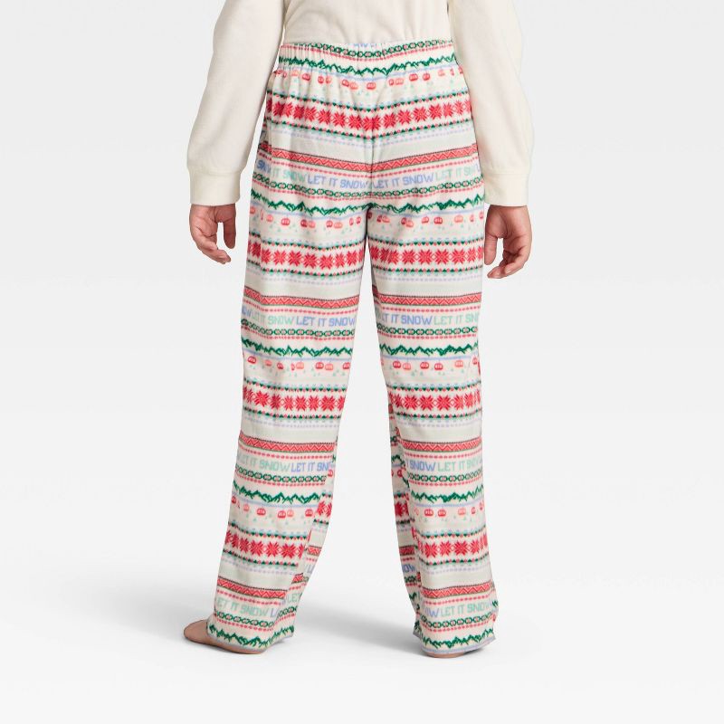 slide 3 of 4, Kids' "Let it Snow" Fair Isle Microfleece Holiday Matching Family Pajama Pants - Wondershop™ Cream S, 1 ct