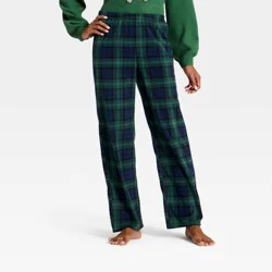 Women's Plaid Microfleece Holiday Matching Family Pajama Pants - Wondershop™ Navy Blue M