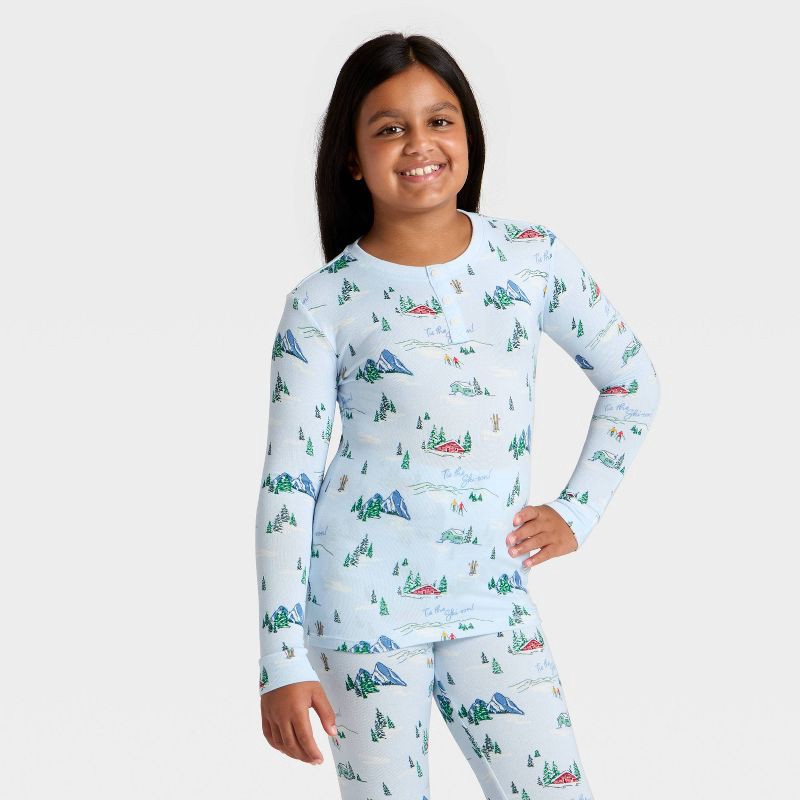 slide 3 of 5, Kids' "Tis the Ski-son!" Cozy Knit Long Sleeve Shirt and Pants Holiday Matching Family Pajama Set - Wondershop™ Blue 6, 1 ct