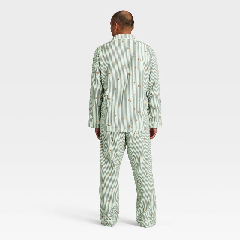 slide 2 of 4, Men's Gingerbread Striped Flannel Long Sleeve Shirt and Pants Holiday Matching Family Pajama Set - Wondershop™ Cream XL, 1 ct