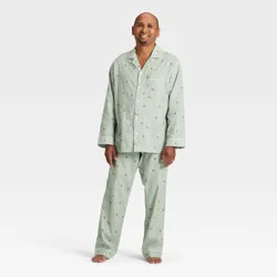 Men's Gingerbread Striped Flannel Long Sleeve Shirt and Pants Holiday Matching Family Pajama Set - Wondershop™ Cream XL