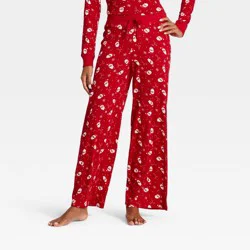 Women's Santa Print Ribbed Holiday Matching Family Pajama Pants - Wondershop™ Red XL