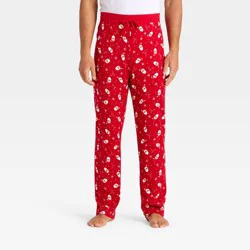 Men's Santa Print Ribbed Holiday Matching Family Pajama Pants - Wondershop™ Red L