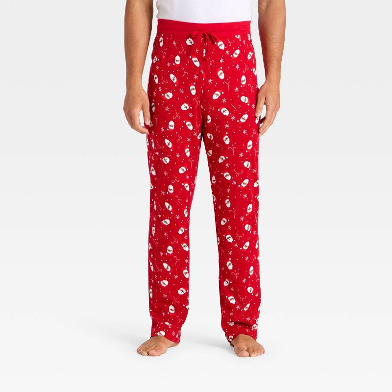 slide 1 of 4, Men's Santa Print Ribbed Holiday Matching Family Pajama Pants - Wondershop™ Red XL, 1 ct