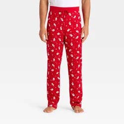 Men's Santa Print Ribbed Holiday Matching Family Pajama Pants - Wondershop™ Red XL