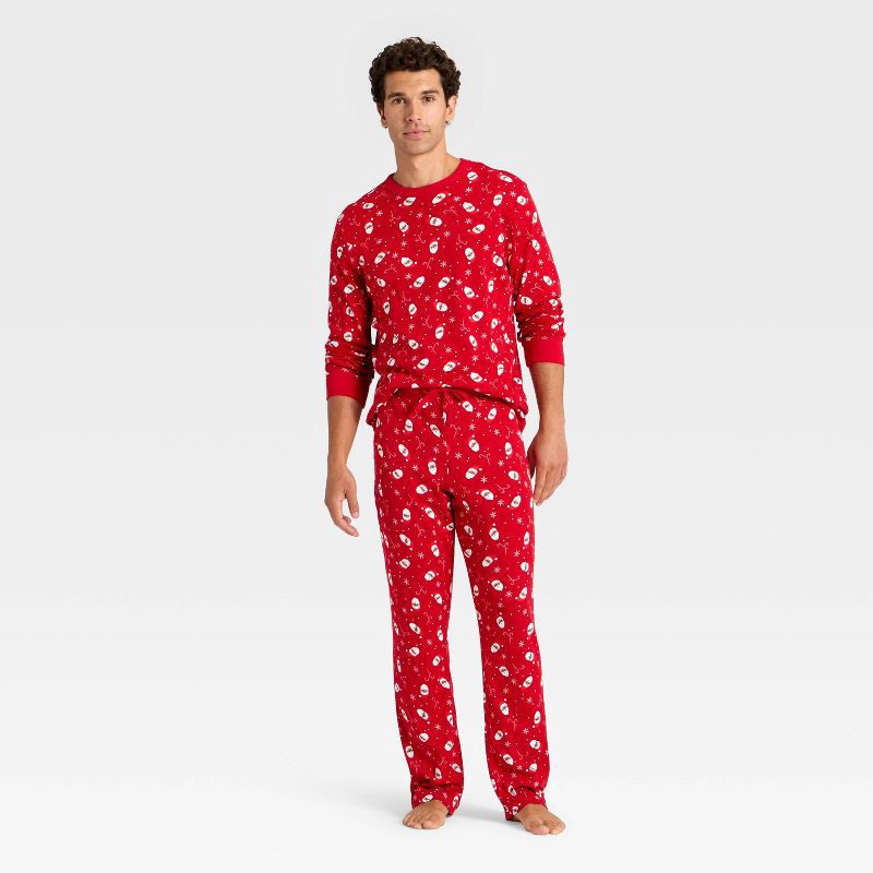 slide 3 of 4, Men's Santa Print Ribbed Holiday Matching Family Pajama Pants - Wondershop™ Red XXL, 1 ct