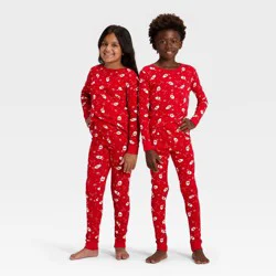 Kids' Ribbed Long Sleeve Shirt and Pants Holiday Matching Family Pajama Set - Wondershop™ Red 6