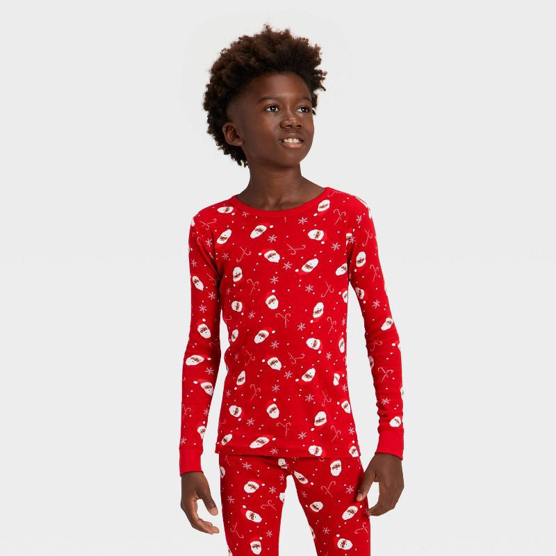 slide 3 of 5, Kids' Ribbed Long Sleeve Shirt and Pants Holiday Matching Family Pajama Set - Wondershop™ Red 8, 1 ct