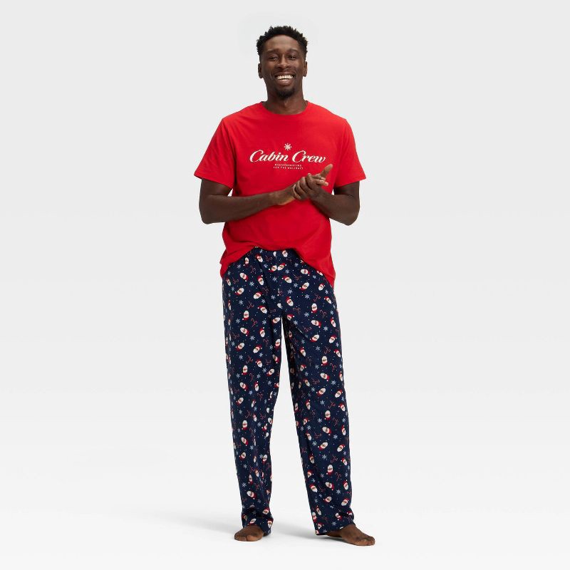slide 3 of 6, Men's Santa Print Microfleece Holiday Matching Family Pajama Pants - Wondershop™ Navy Blue M, 1 ct