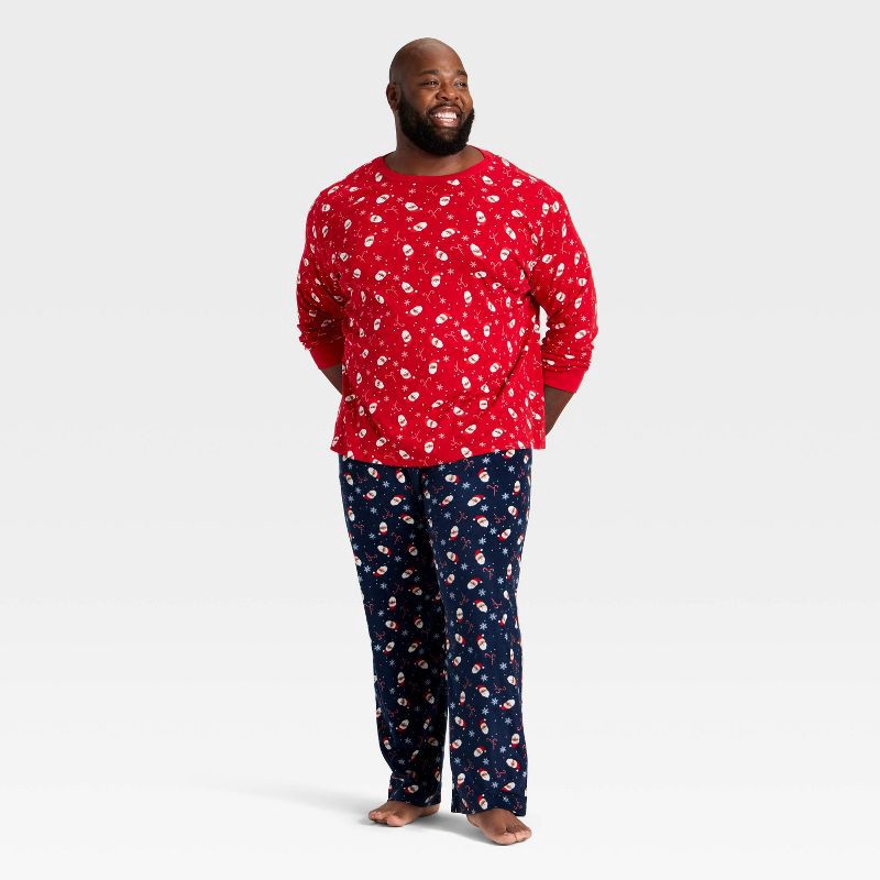 slide 6 of 6, Men's Santa Print Microfleece Holiday Matching Family Pajama Pants - Wondershop™ Navy Blue XXL, 1 ct